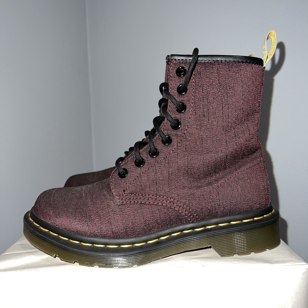 Dr Martens Shoes Womens Size 5 Boots New Canvas Vegan Castel Burgundy Combat